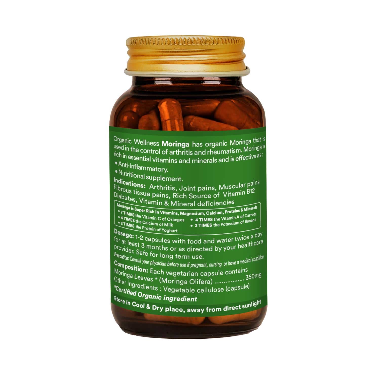 Moringa Essential Nutrition 90 N Veg Capsules | Sahjan | Bột Lá Chùm Ngây Giảm Cân - Ảnh 2