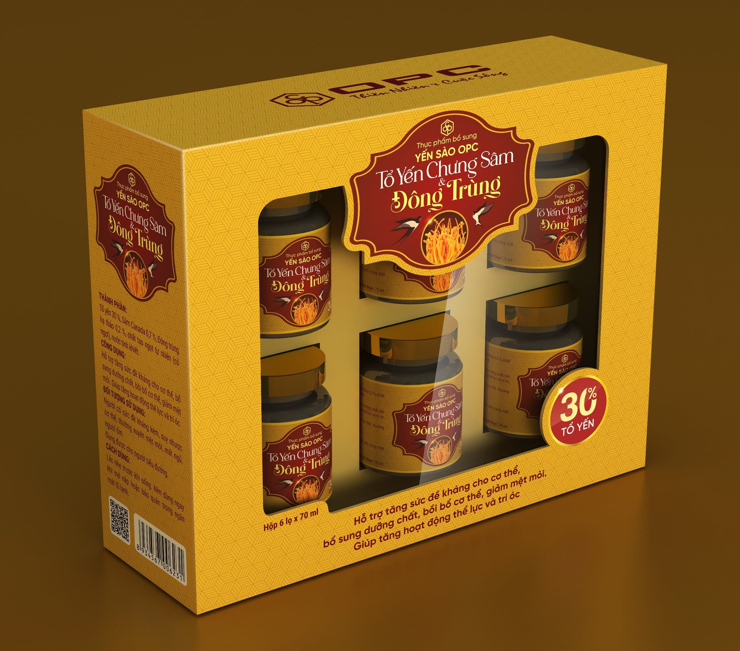 TPBS - YẾN SÀO OPC-TỔ YẾN CHƯNG SÂM & ĐÔNG TRÙNG (Hộp 6 lọ x 70 mL) - Ảnh 1