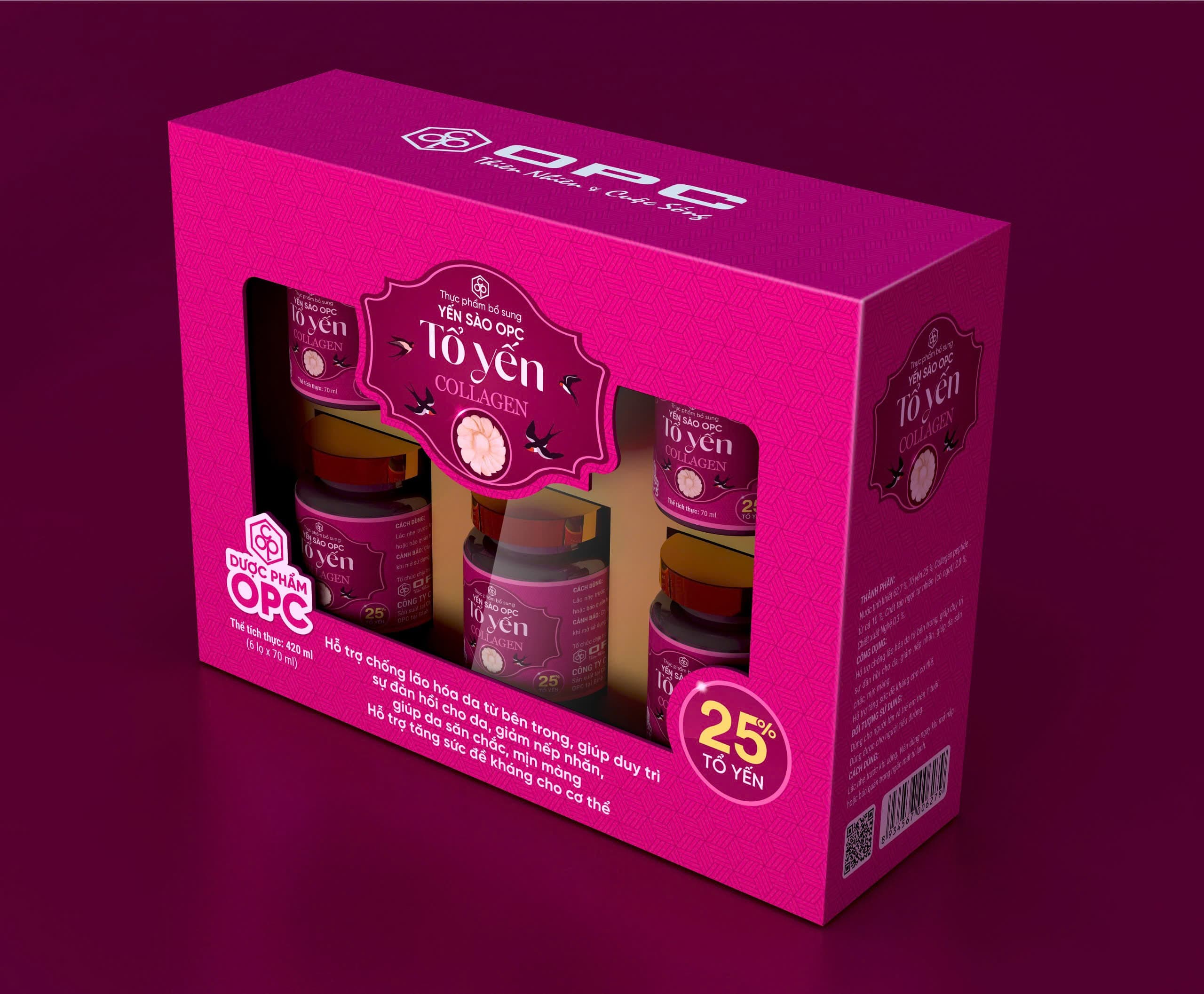 TPBS - YẾN SÀO OPC-TỔ YẾN COLLAGEN (hộp 6 lọ x 70 mL)