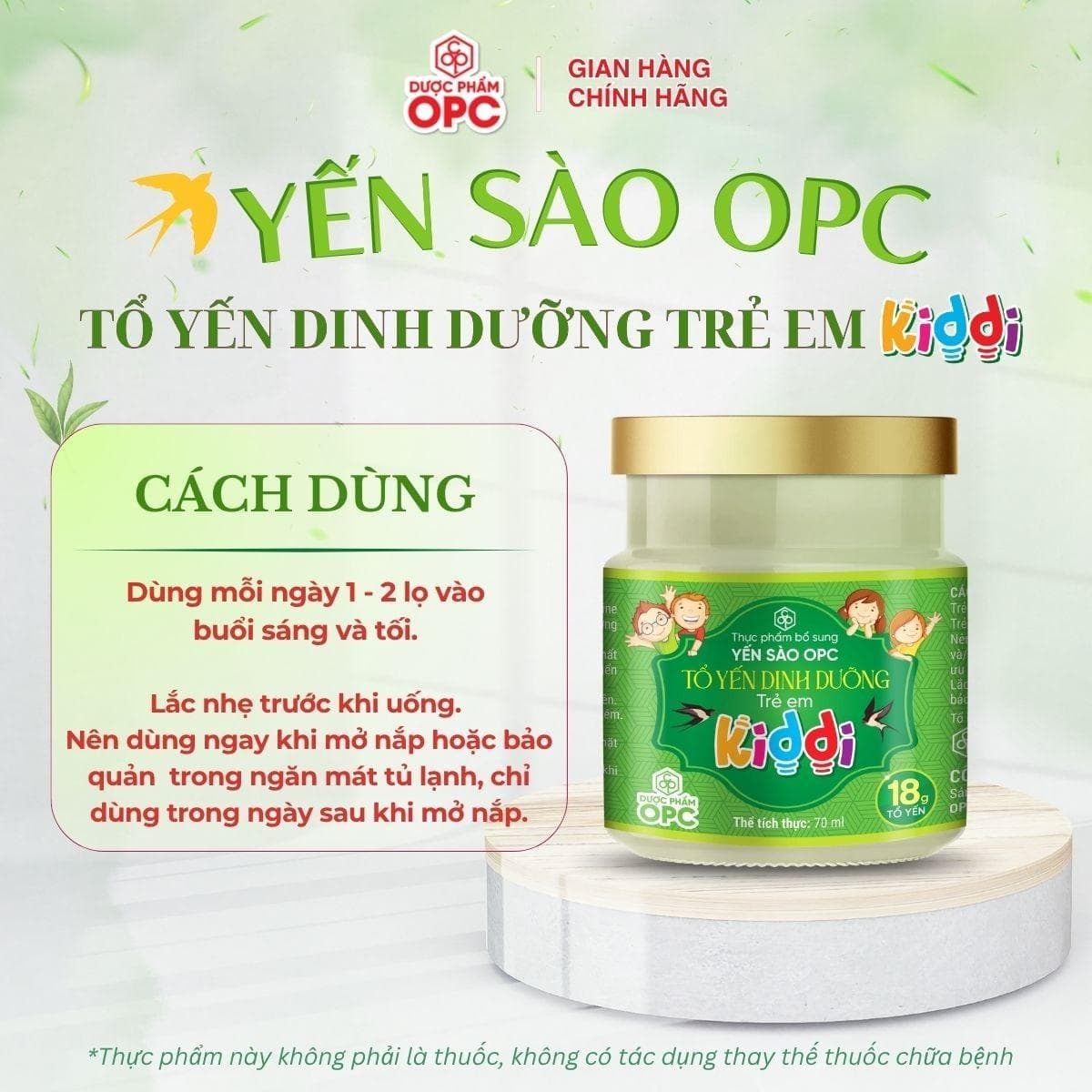 TPBS - YẾN SÀO OPC - TỔ YẾN DINH DƯỠNG TRẺ EM (KIDDI) (Hộp 6 lọ x 70ml) - Ảnh 2