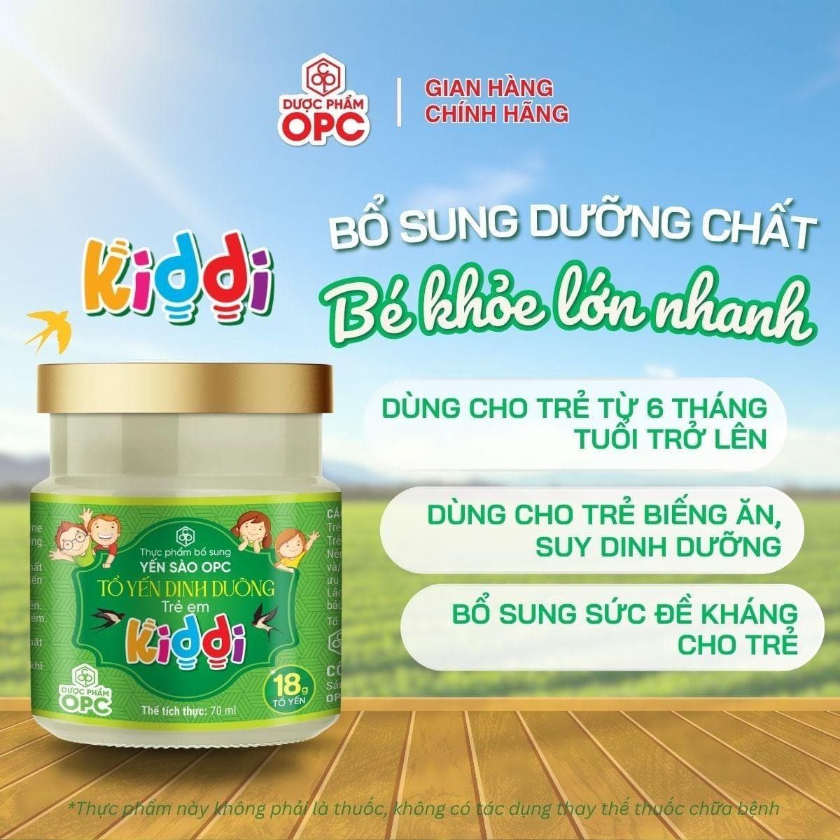 TPBS - YẾN SÀO OPC - TỔ YẾN DINH DƯỠNG TRẺ EM (KIDDI) (Hộp 6 lọ x 70ml) - Ảnh 3