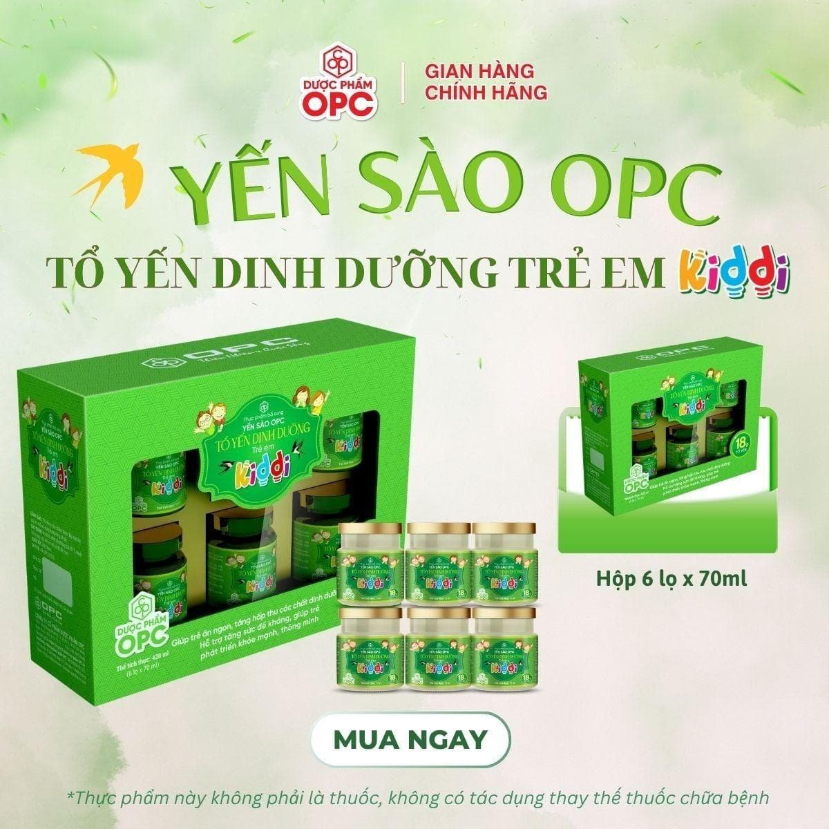 TPBS - YẾN SÀO OPC - TỔ YẾN DINH DƯỠNG TRẺ EM (KIDDI) (Hộp 6 lọ x 70ml) - Ảnh 5