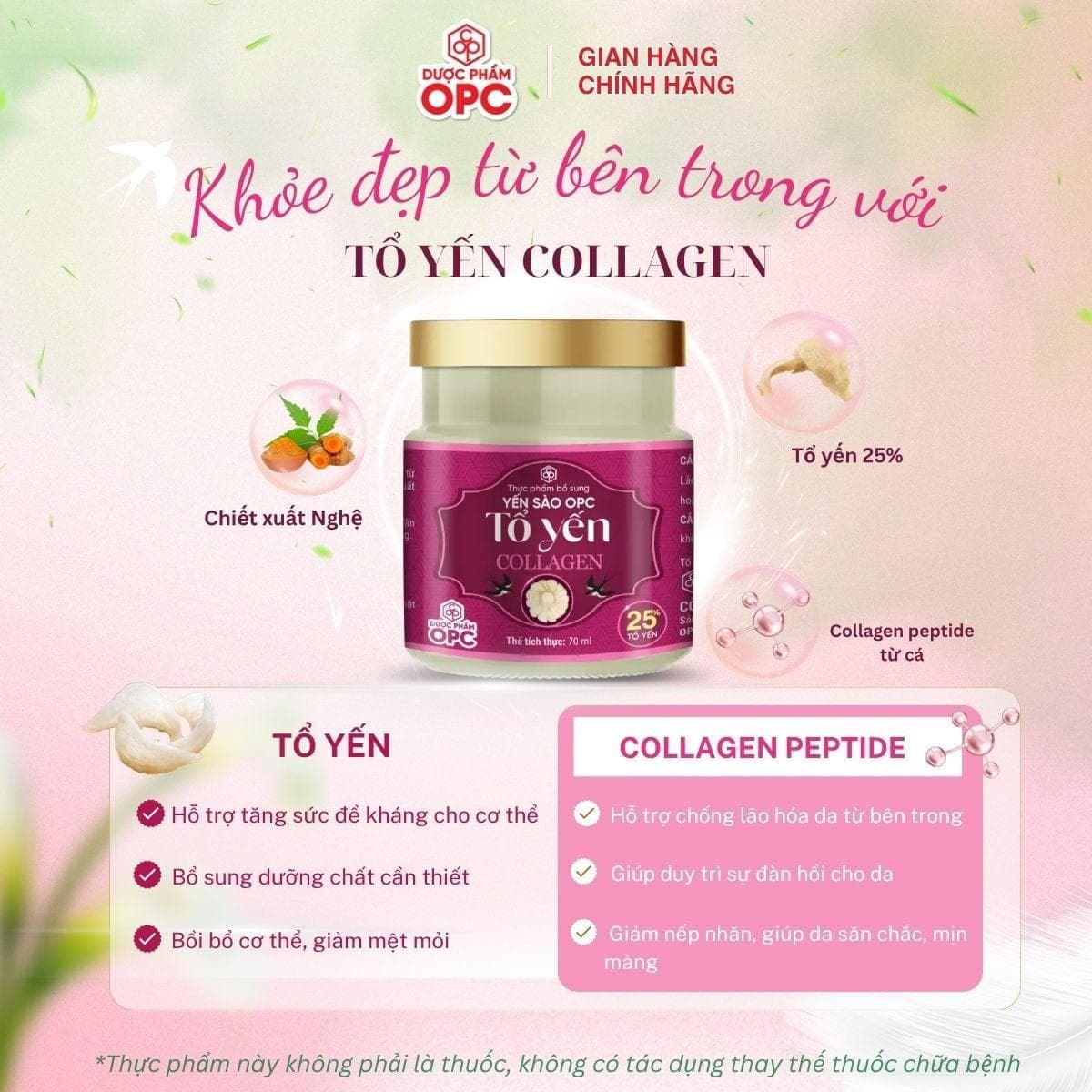 TPBS - YẾN SÀO OPC-TỔ YẾN COLLAGEN (hộp 6 lọ x 70 mL) - Ảnh 5