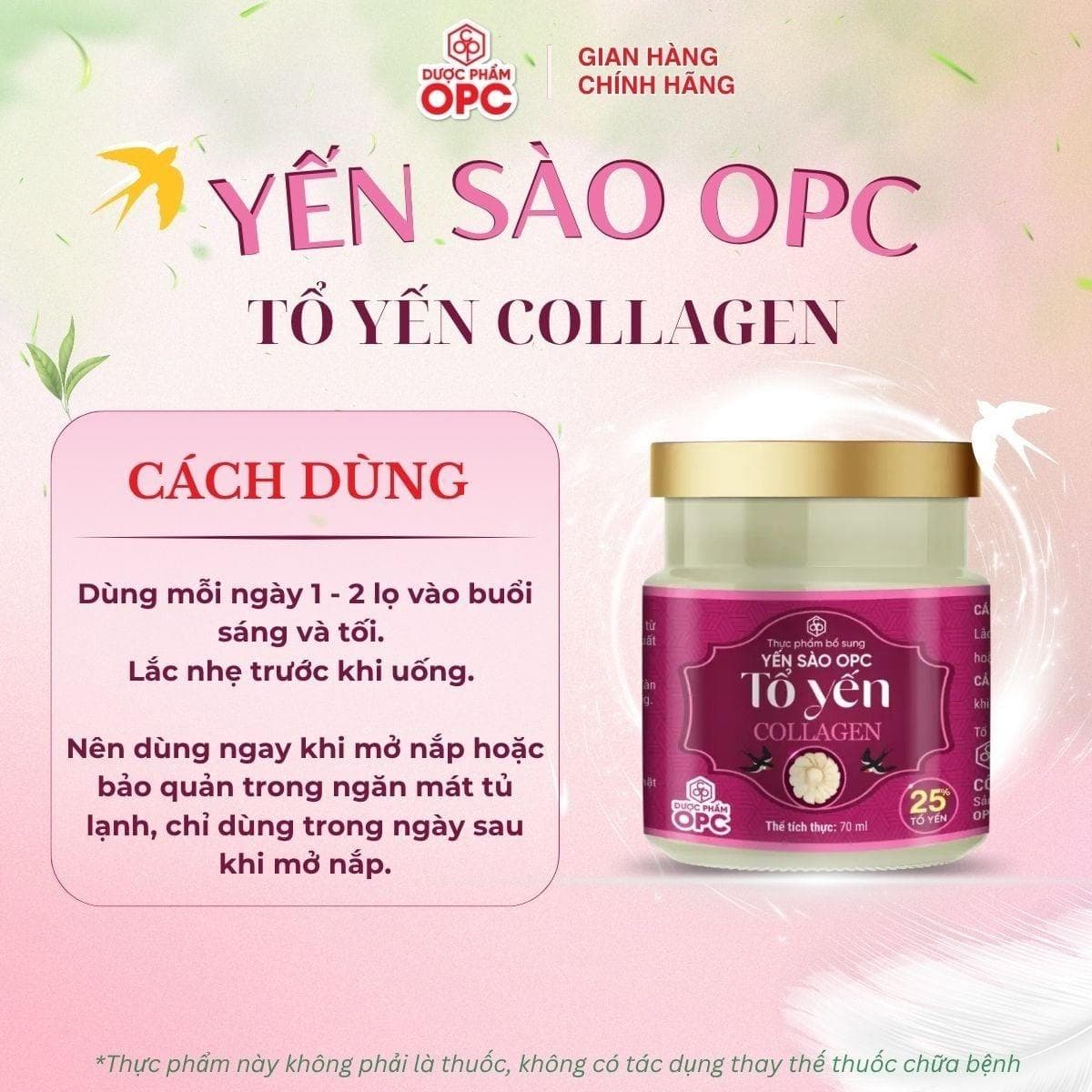 TPBS - YẾN SÀO OPC-TỔ YẾN COLLAGEN (hộp 6 lọ x 70 mL) - Ảnh 6