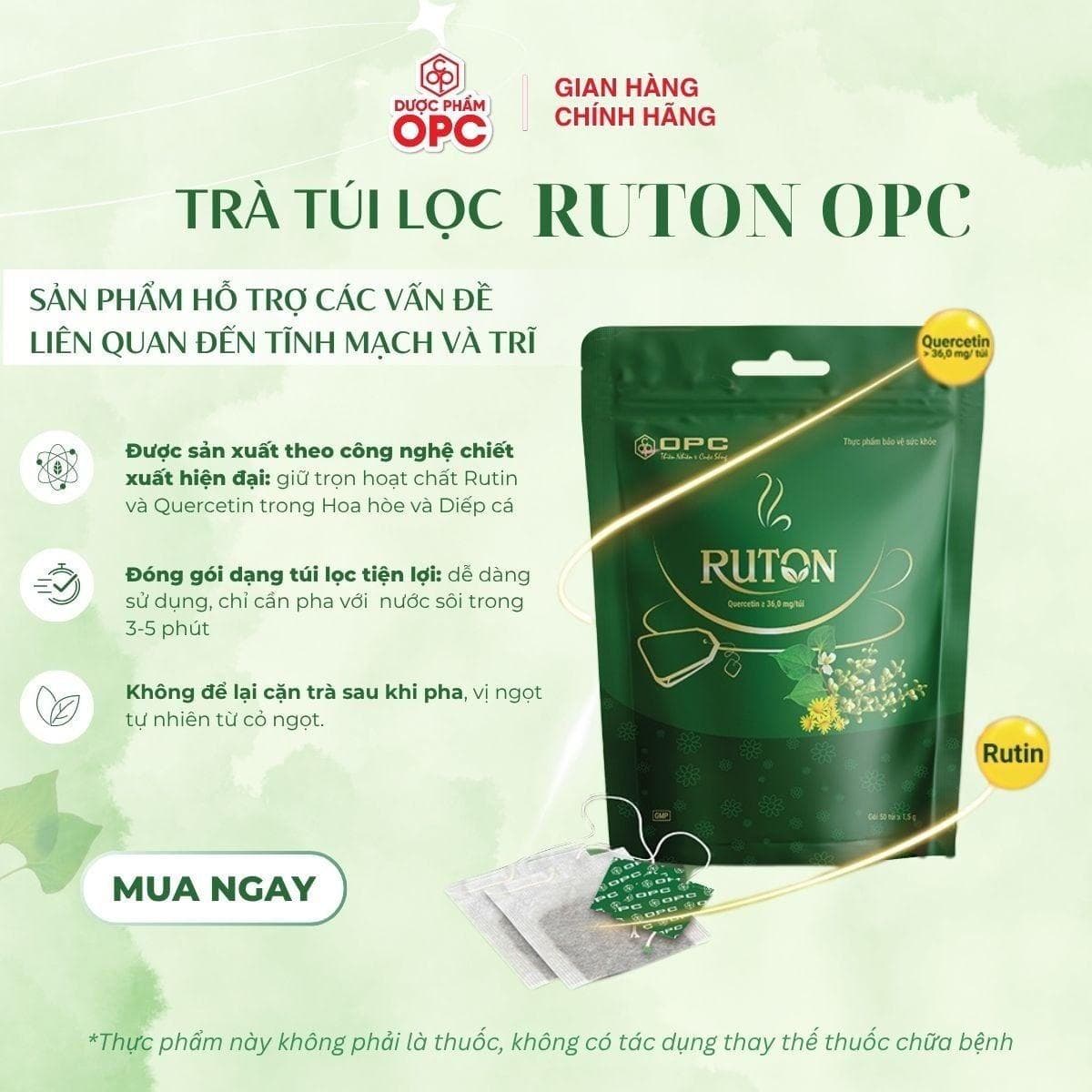 TPBVSK. TRÀ RUTON (Túi zip 50 gói) - Ảnh 5